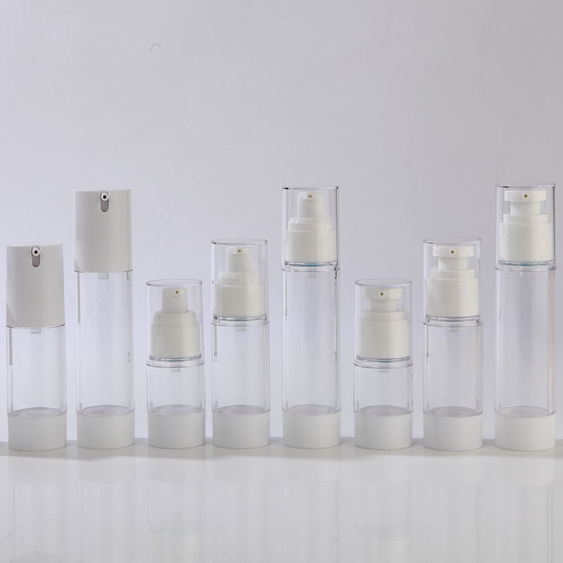 Long Slim Single Layer Airless round Plastic Bottles 15ml-60ml Sizes for Skin Care Serum and Lotion Packing
