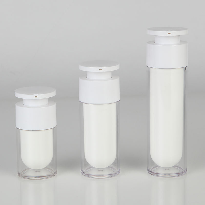 Double Layer Airless round 15ml/30ml/50ml Plastic Bottles for Skin Care Serum and Lotion Packaging