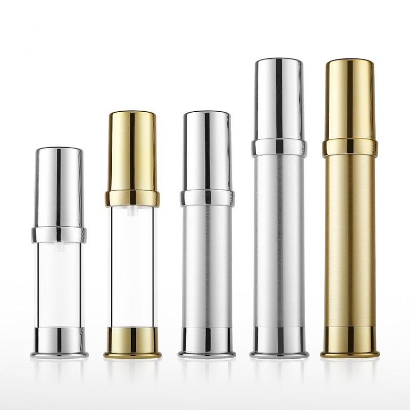 High-Grade Luxury Gold & Silver 5ml to 30ml Airless Pump Empty Cosmetic Plastic Lotion Bottle for Shampoo & Face Cream