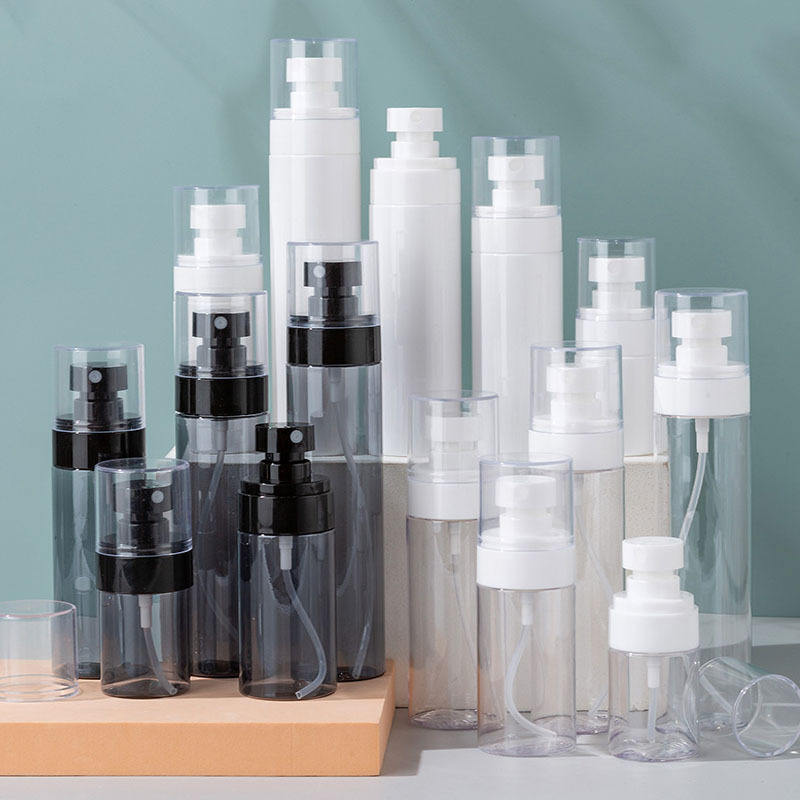 Popular Custom Color Black White clear Plastic Skin Care Packaging Cosmetic Lotion Pump Spray Toner Bottle