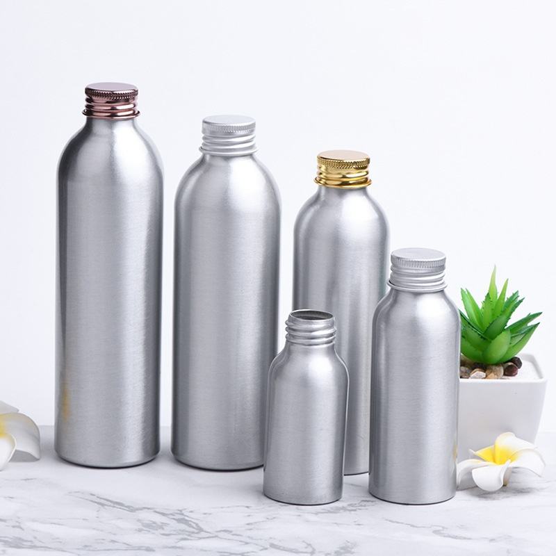 50-250ml Cosmetic Perfume Refillable Bottle Silver Aluminum Bottle with Screw Cap for Travel