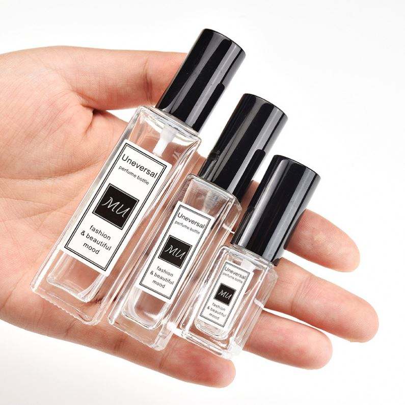 Refillable 5 10ml 20ml 30ml  Glass Perfume Bottle With Pump Sprayer and Plastic Caps