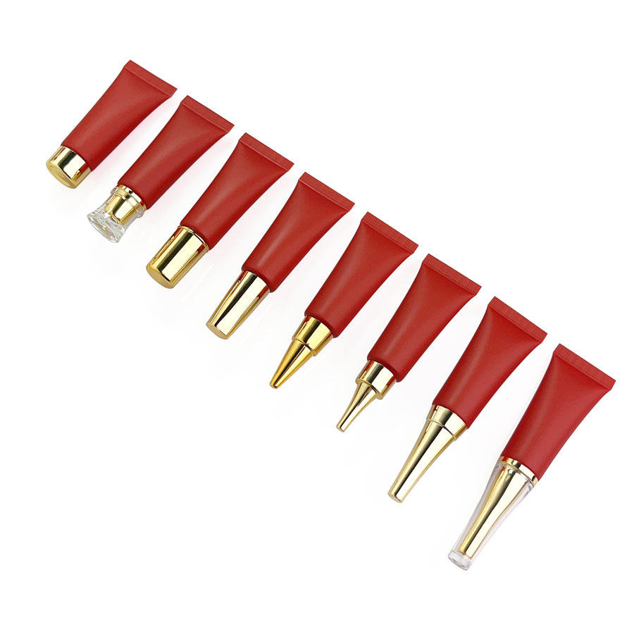 10ml Red Plastic Tube Laminated Highlight Empty Eye Cream Lotion Cosmetic Tube Packaging with Long Nozzle