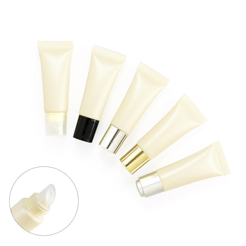 Custom 15ml Lip Balm Squeeze Tube Container Eye Cream Plastic Tube Packaging Empty With Pp or Ceramic Head Applicator