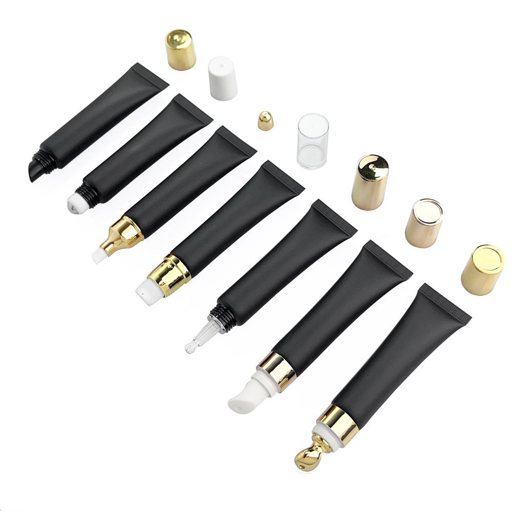 Wholesale 15ML /20ML Lip Gloss Squeeze Tubes Private Label Black Lip Gloss Lotion  Tube Empty Package