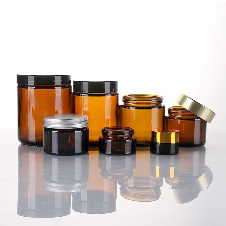 5ml 10ml 15ml 20ml 30ml 50ml 60ml 100ml 250ml Amber Glass Straight-Sided Round Jar Skin Care Cream Cosmetic Liquid Packaging