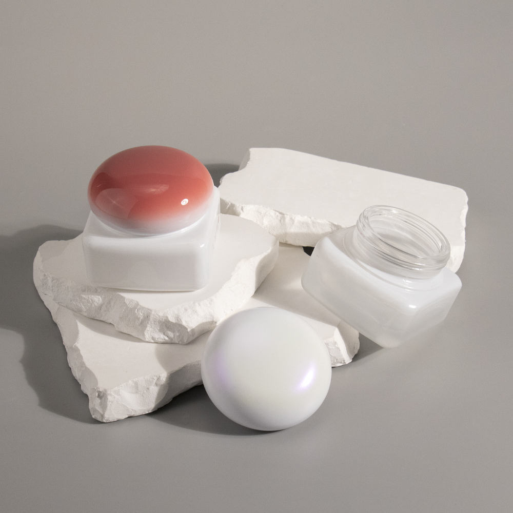 Face Eye Body Skin Cream Packaging Jar With Lid 30g 50g Custom Empty Frosted White Cosmetic Glass Cream Jar