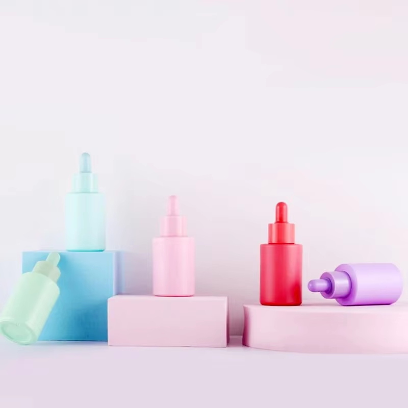 Luxury Glass Serum Bottle Custom Color Cosmetic Serum Packaging 30ml Dropper Essential Oil Glass Bottle