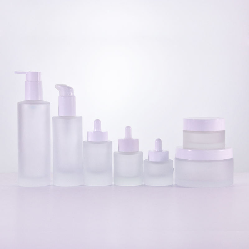 New Thick Bottom 15ml 30ml 50ml Skin Care Essence Flat Shoulder Glass Bottles Cylindrical Frosted Color Essential Oil Dropper