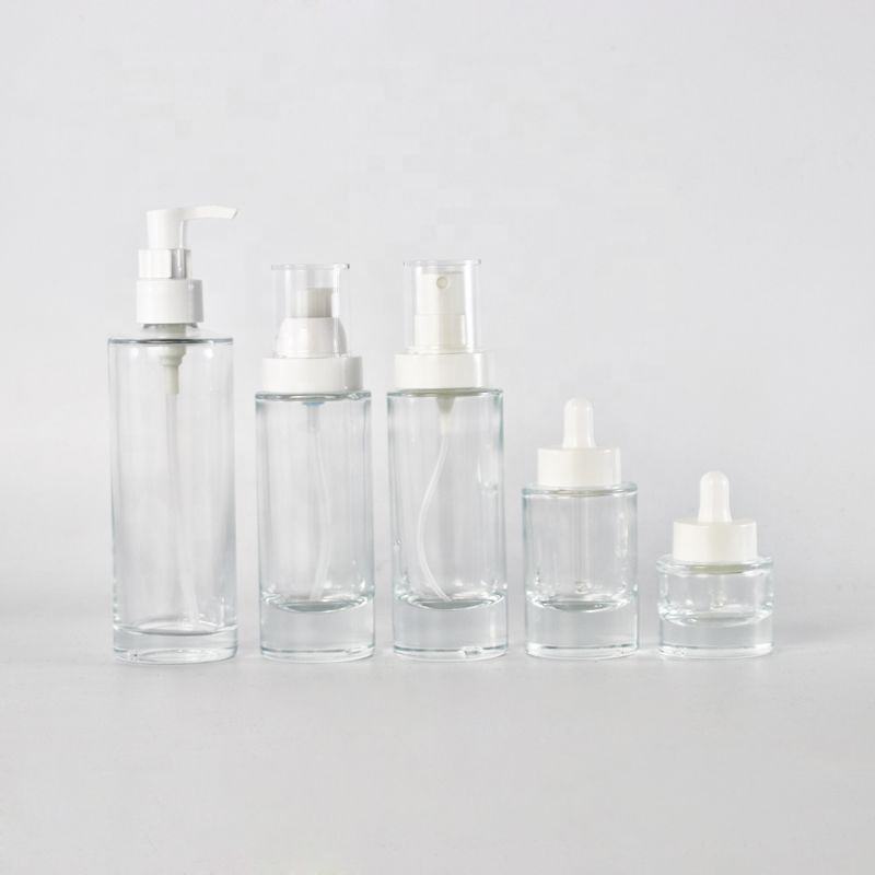 2023 30Ml 50Ml 100Ml 150Ml 200Ml Luxury Unique Custom Flat Shoulder Thick Bottom Frosted Glass Lotion Pump Bottles
