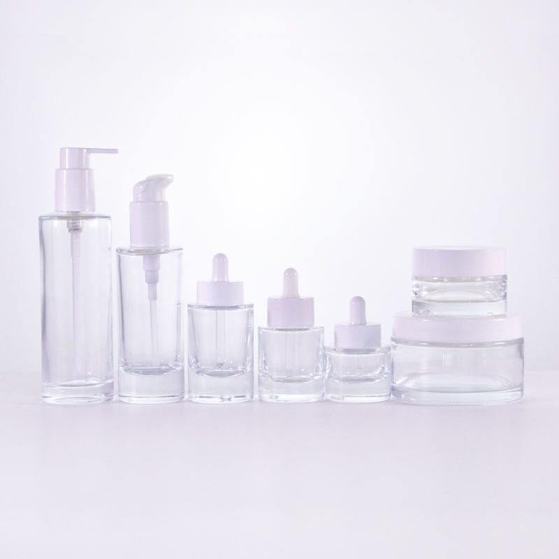 Wholesale Frosted Thick Bottom Glass  Bottles with White Lids Empty High Quality Luxury Cream Jars