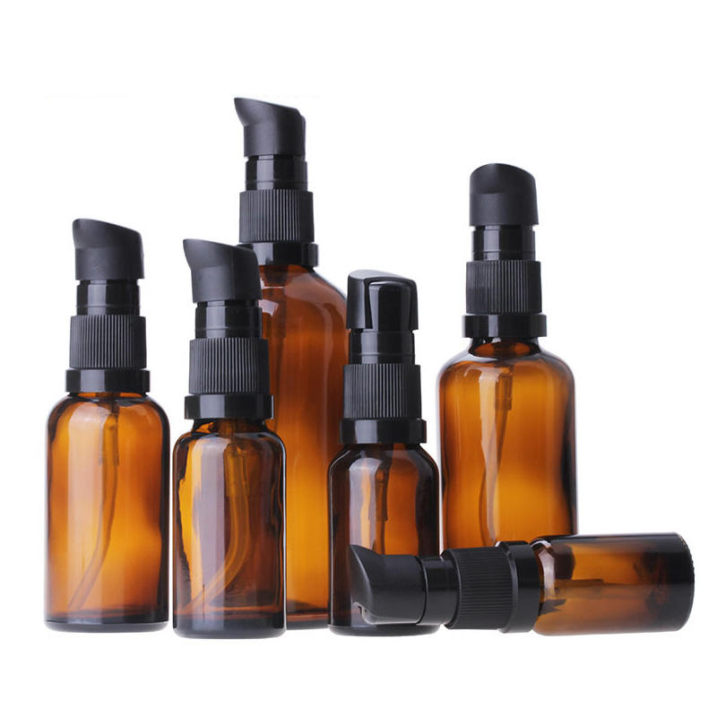 Makeup Water Emulsion Bottles Amber 5ml 10ml 15ml 20ml 30ml 50ml 100ml Brown Glass Cosmetic Toner Lotion Pump Bottles