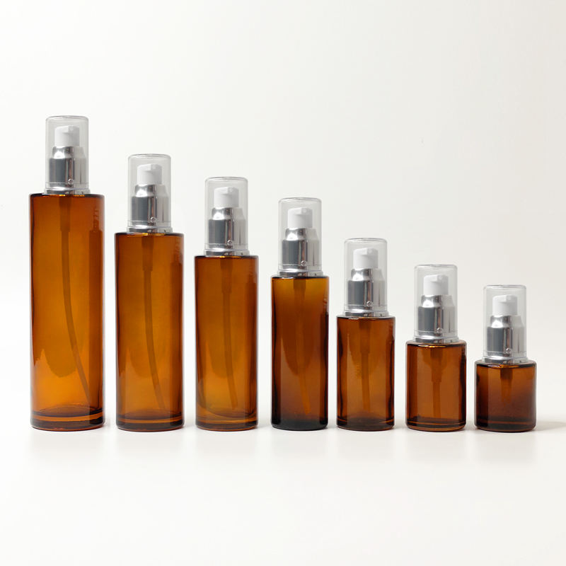 Moisturizer Packaging 100 ml Amber Glass Lotion Bottle with Pump Container for Body Product Custom Care Package