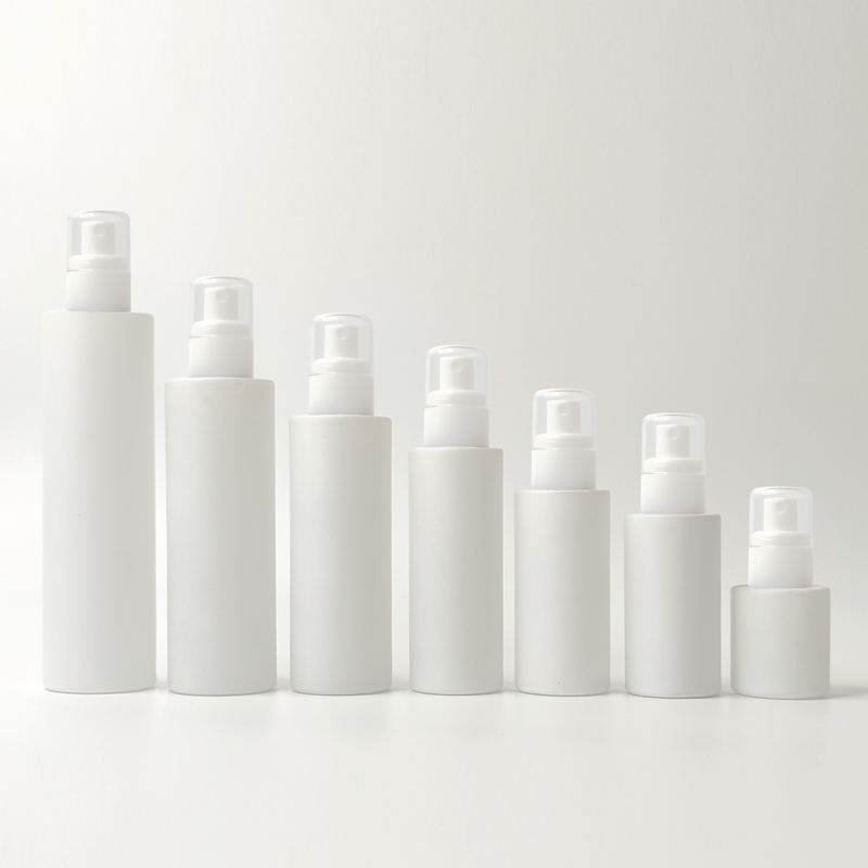 Manufacturer Wholesale Transparent Cap 20ml-120ml Matte White Pump Spray Lotion Glass Bottles