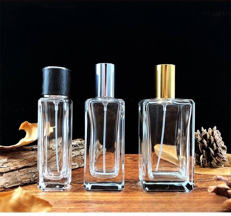 Spot Wholesale Custom Transparent 30ml 50ml 100ml Brand square High-grade Glass Perfume Empty Bottle, Equipped with Custom Lid