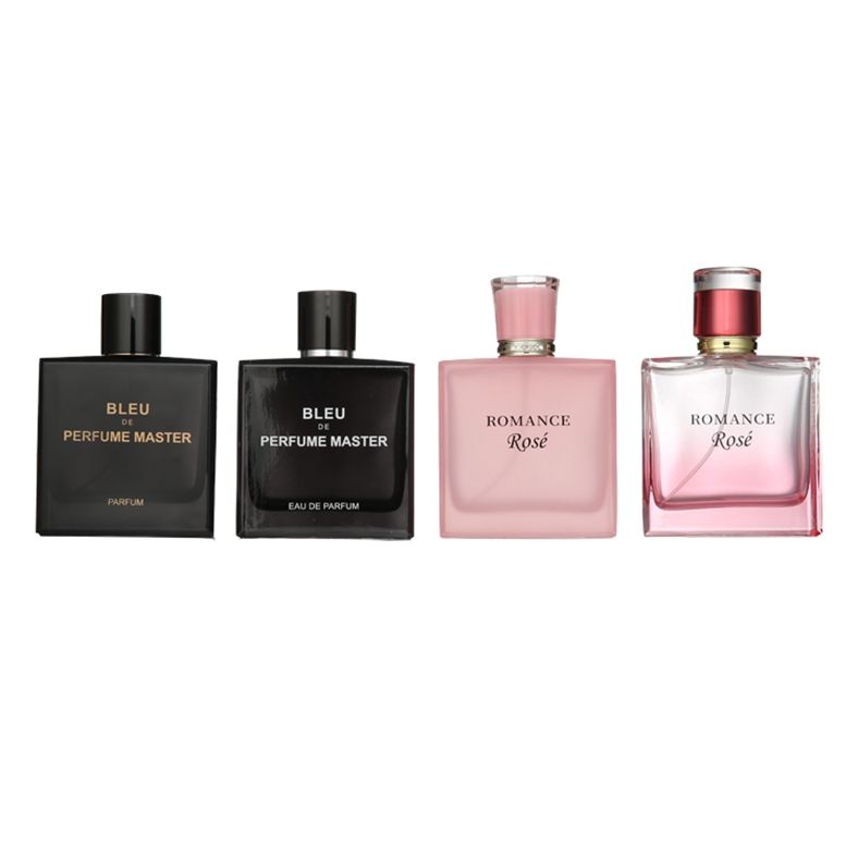 100 Ml Luxury Bleu Man Black Cap and Gold Square 30ml Perfume Bottles