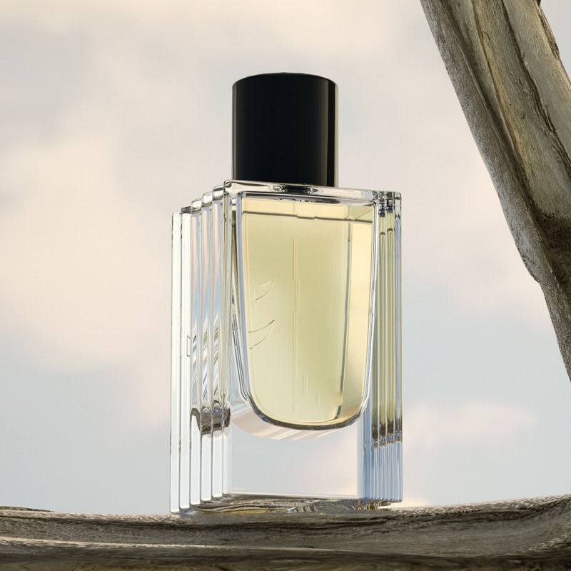 New Design 50Ml 100Ml Luxury Crimp Square Stripe Recyclable Glass Perfume Empty Bottle With Black Magnet Cap