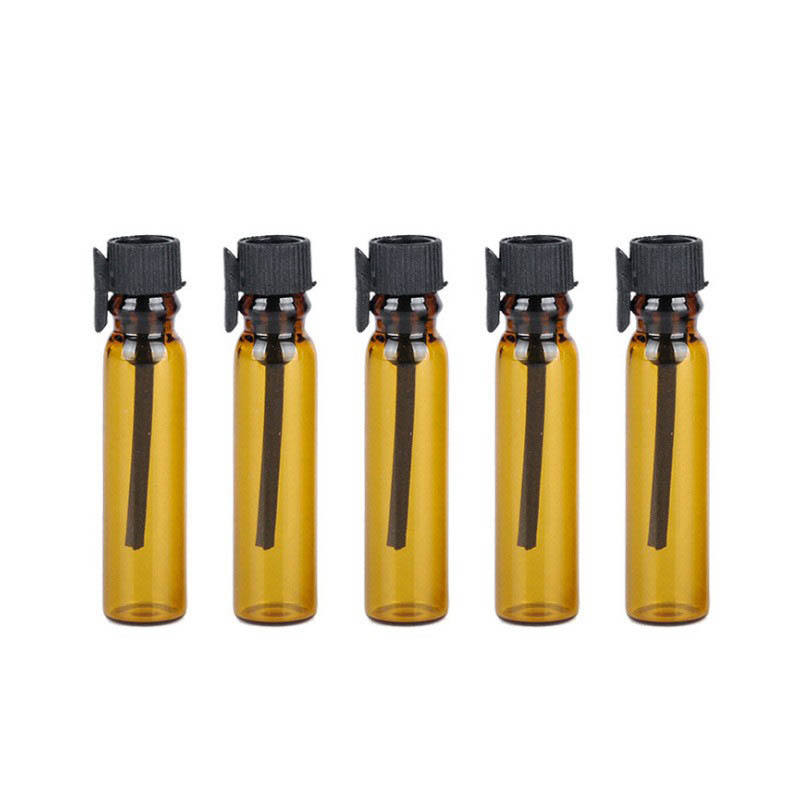 1ml 2ml 3ml Empty Amber Round Small test Sample Vials Mini Cosmetic Glass Spray Perfume Oil Tube Bottle with Packaging Box