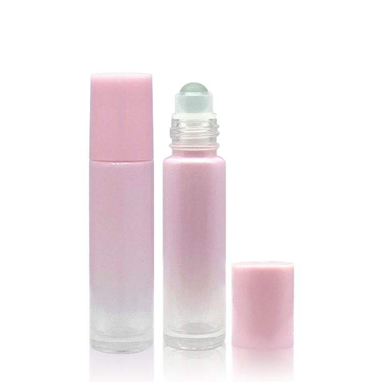 Frosted Matte pink 4ml 6ml 8ml 10ml Perfume Essential Oil Glass Roll on Bottle With Aluminum Cap and Steel Roller Ball