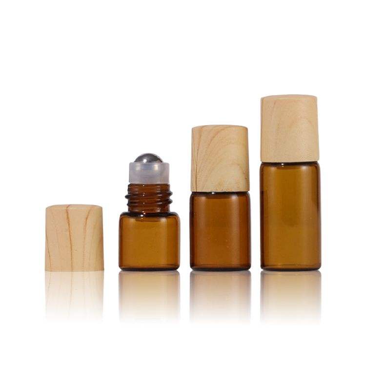 10ml Gem Rolling Stones Bottle 10 ml Bamboo Lid Stone Roller Ball Essential Oil Perfume Roll on Bottles