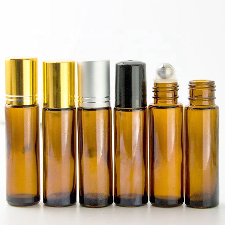 Wholesale  3ml 5ml 10ml Amber clear Blue Roller Bottles Essential Oil Glass Roll on Bottles With Stainless Steel Roller Ball