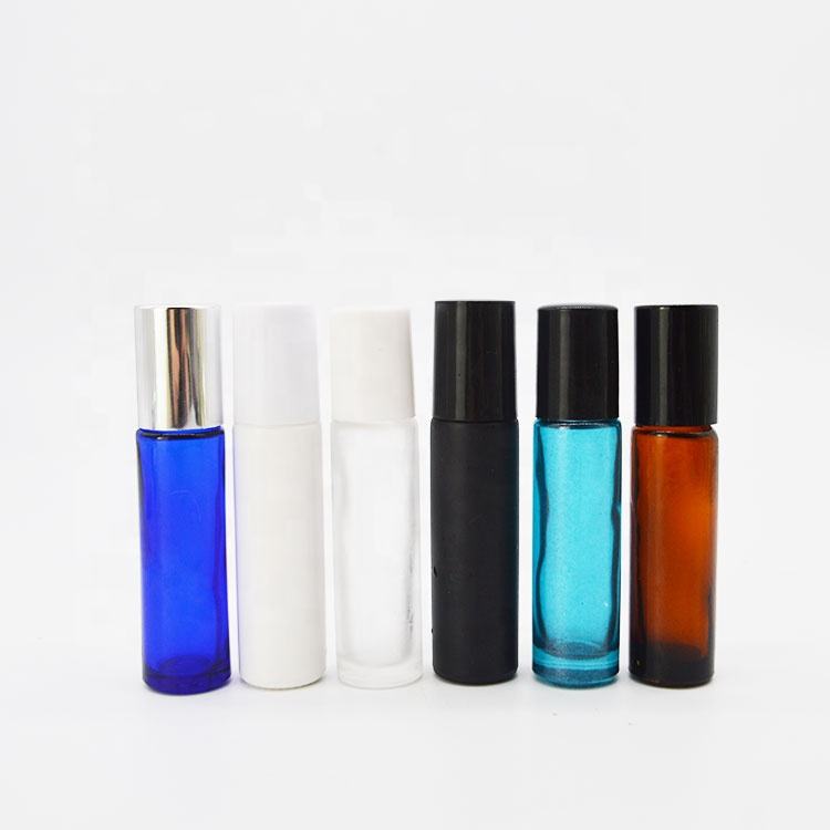 Wholesale 10ml Various Color White Glass Essential Oil Roller Ball Bottle Roll on Bottle With Stainless Ball