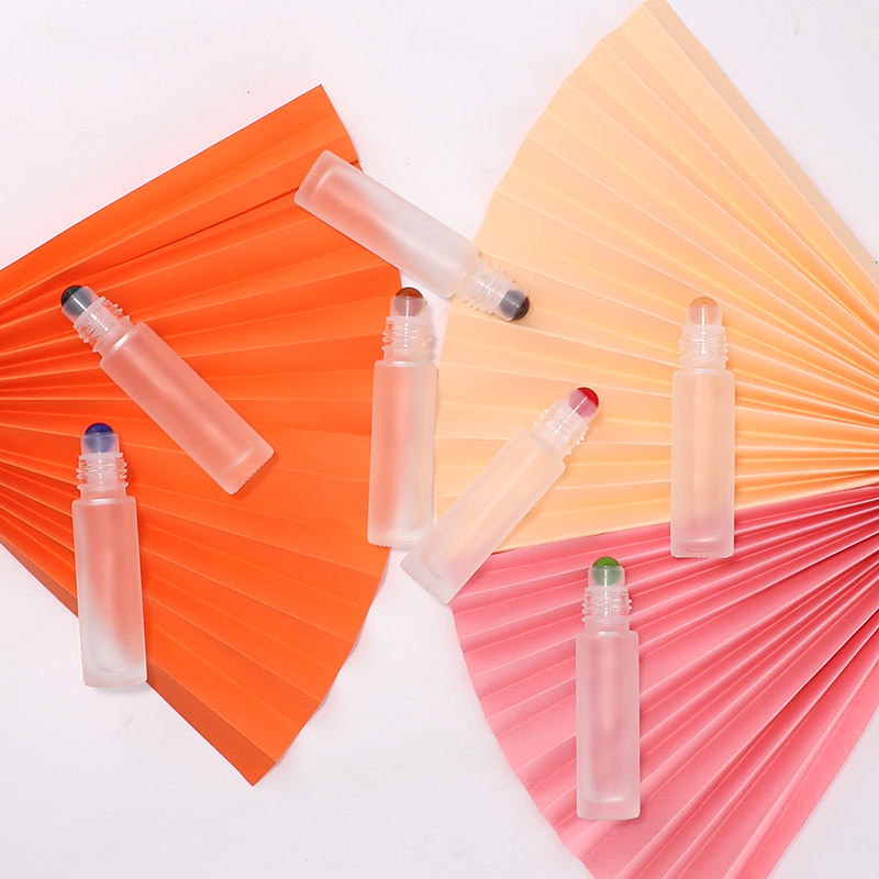 Wholesale  10ml Frosted clear Perfume Oil Roll on Glass Bottle with Roller Ball