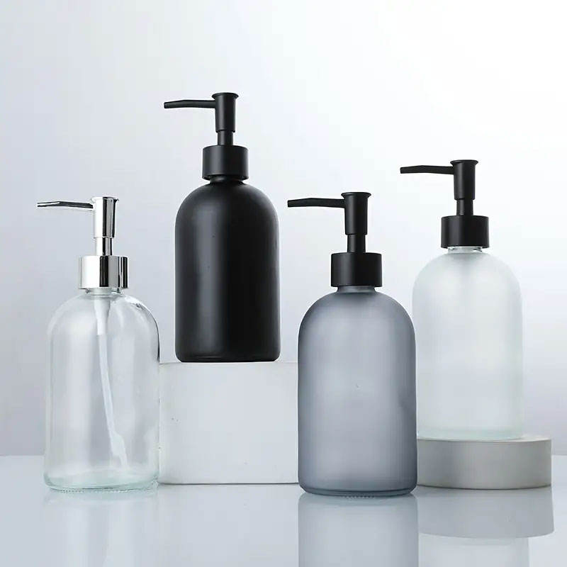 High-Value 50ml Frosted Round Glass Hand Sanitizer Bottle Press-Type Roll Cap Hotel Use Empty 10ml Volume Shower Gel Shampoo