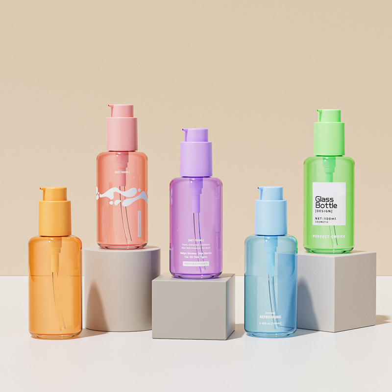 Empty Glass Pump Bottle 30ml 50ml Glass Lotion  Cosmetic Bottle Foundation Press Empty Bottle