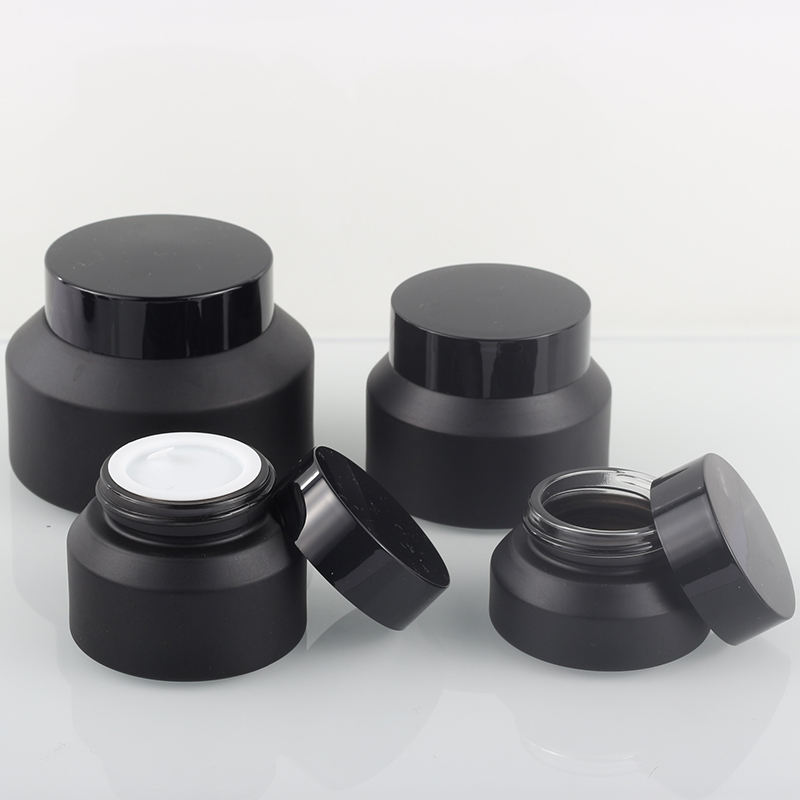 Top Selling Glass Cosmetic Bottle Set Black Slant Shoulder Is Used for Skin Care Packaging