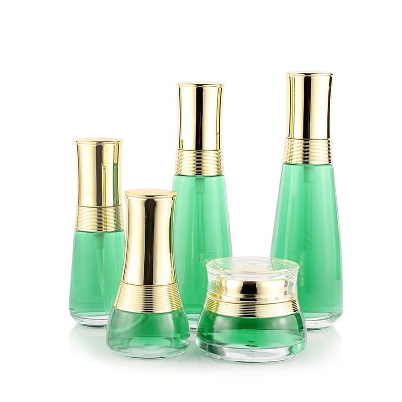 Hot Selling Cream Cream Bottle Glass Bottle Cosmetics 50 100 ml Green Luxury Bottle