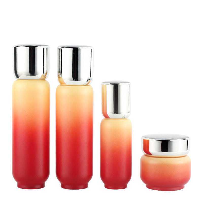 Wholesale 100 Ml Frosted Black Cosmetic Glass Bottle and 50 G Jar Pump Lotion Serum Cream Full Set