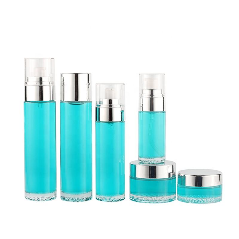 Wholesale Skin Care Packaging Container 120ml 100ml 80ml 40ml Empty Glass Cosmetic Bottle Set Series 30g 50g Face Cream Jar