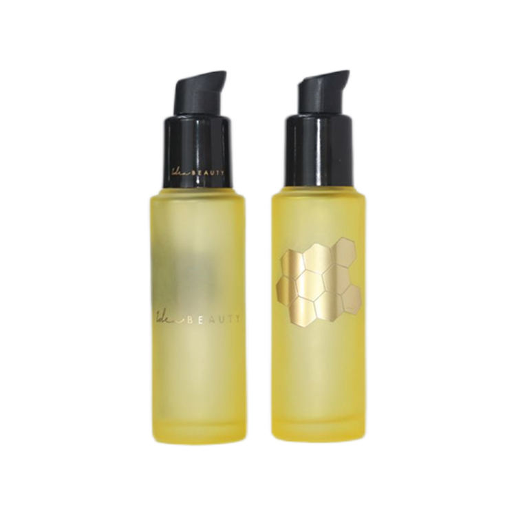 Custom Decoration New Design Large Size Foil Print Matt Foundation Dispenser Serum Spray Pump Bottle 50ml Glass Bottle
