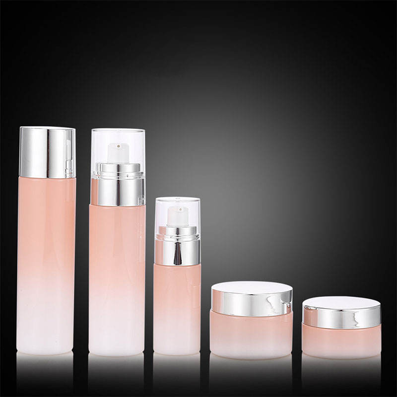 Cosmetics Bottles and Jars Set With  Plating Shoulder 40ML 60ML 100ML 120ML 30G 50G   Glass  Dropper Lotion Packaging Bottle