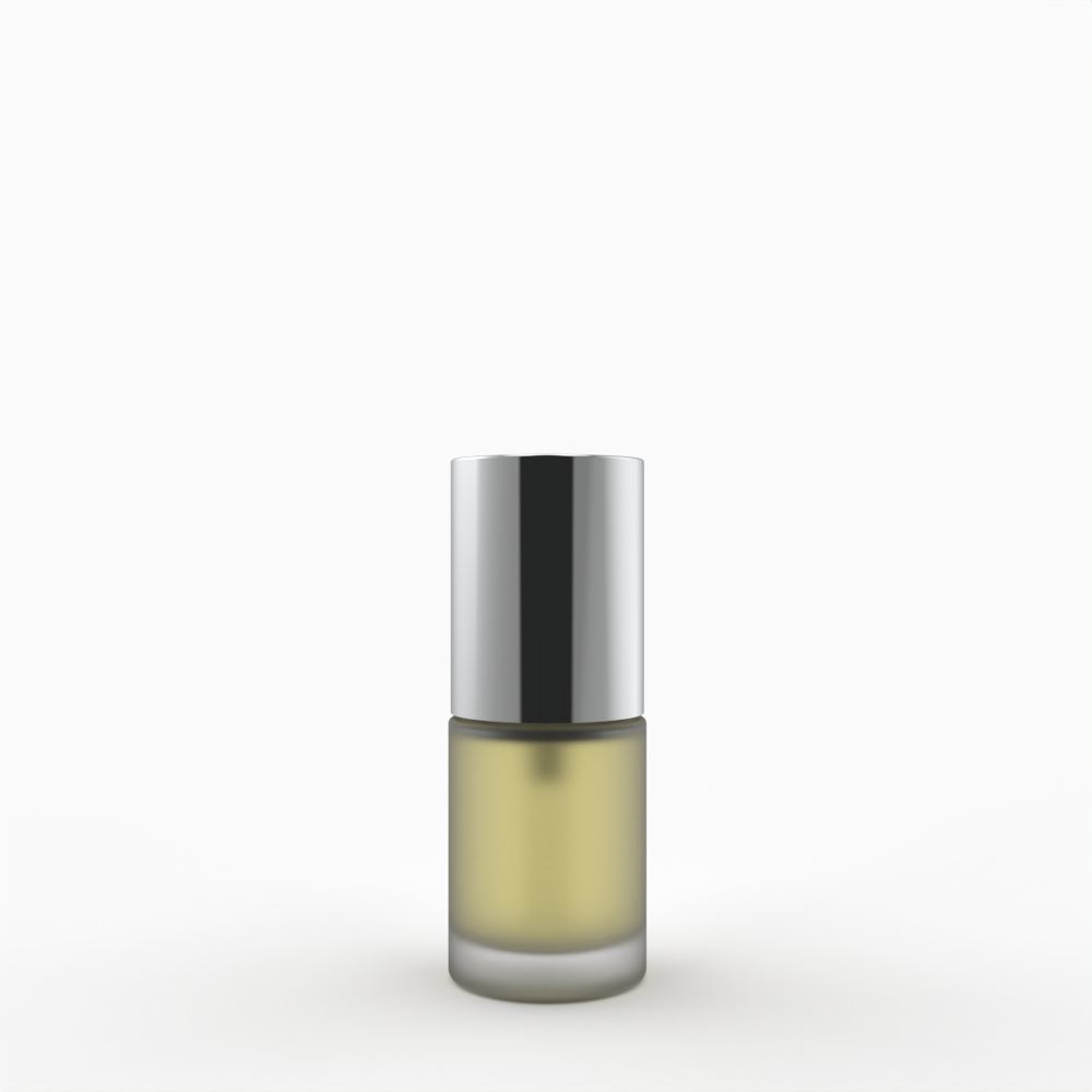  Low MOQ Glass Bottle Makeup 15 ML Frosted Xs Shiny Silver Pump Makeup Cap Covered Cosmetic and Skin Care Packaging