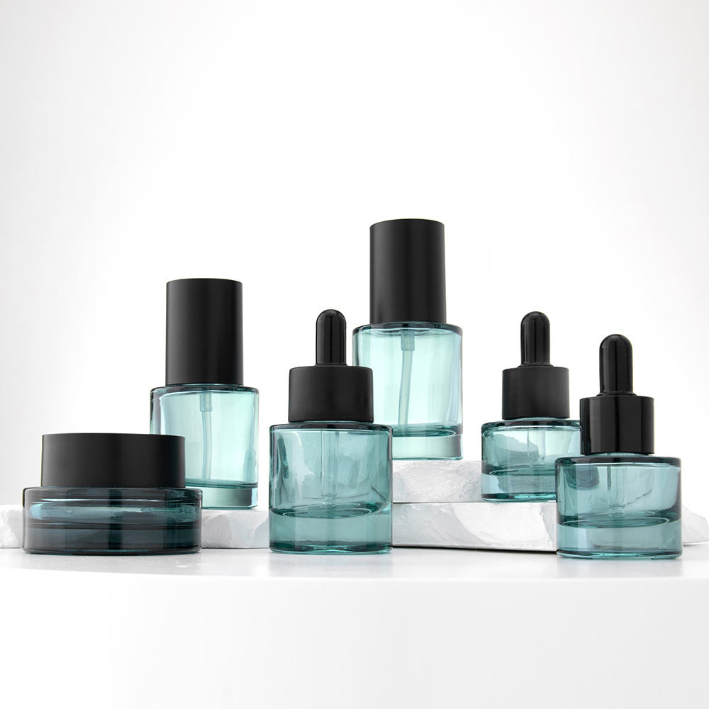 Cosmetic Glass Bottle Set Lotion Bottle With Pump Cosmetic Glass Face Cream Jar 50ml Luxury Glass Serum Bottle 30ml