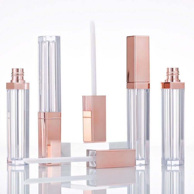 Empty Custom Rose Gold square clear Lipgloss Tube Container Lip Gloss Tube with Applicator