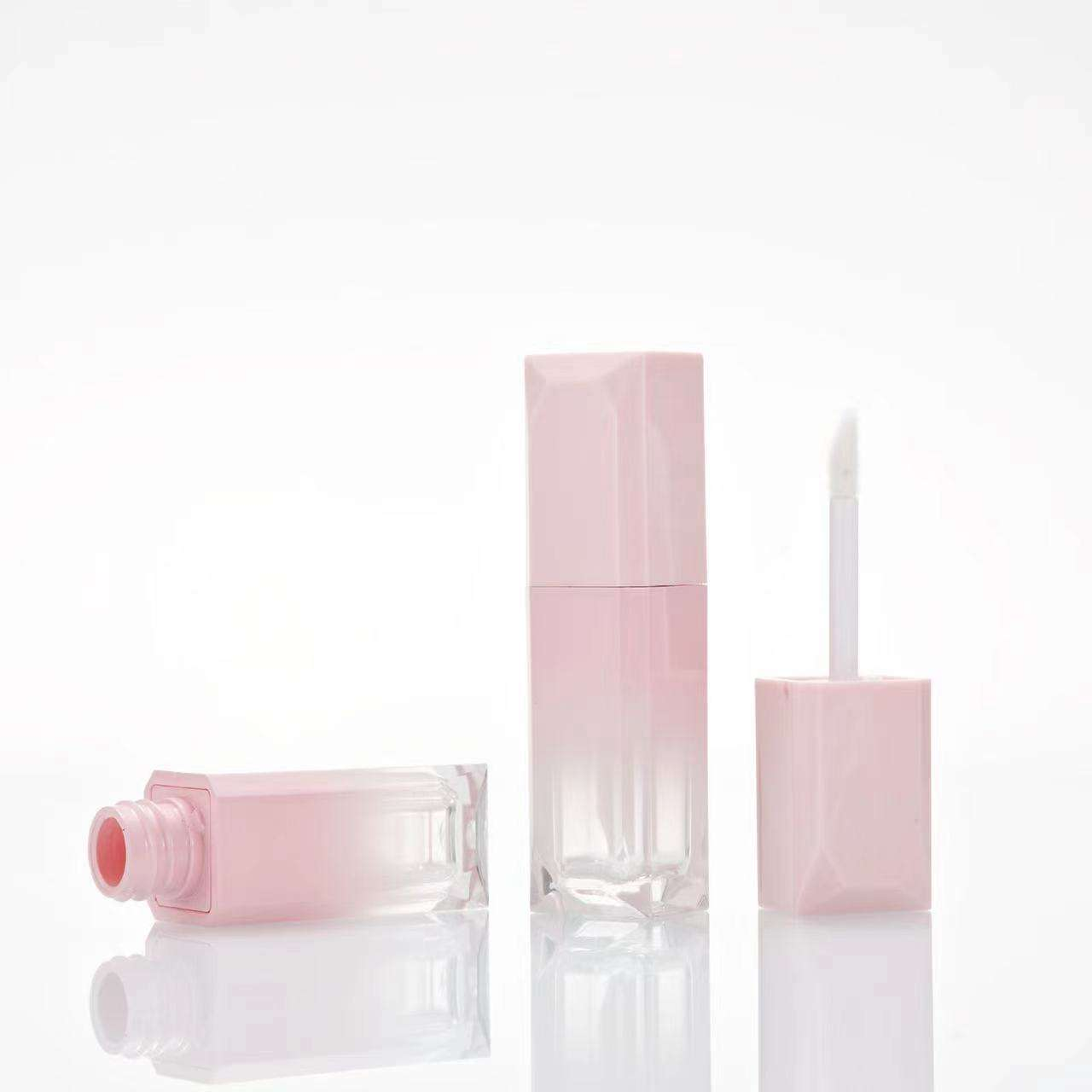 Cute 5ml square Pink Gradient Lip Glaze Tube