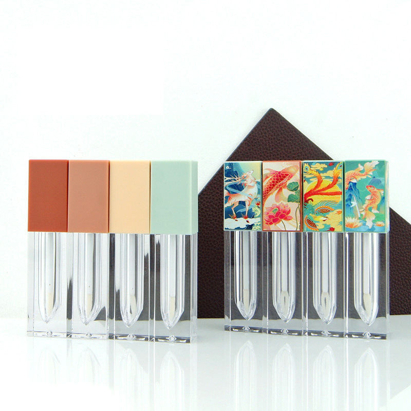 Transparent Lip Gloss Tube Wholesale square Transparent Lip Gloss Tube Customized Cosmetic Packaging Materials Can Print logo