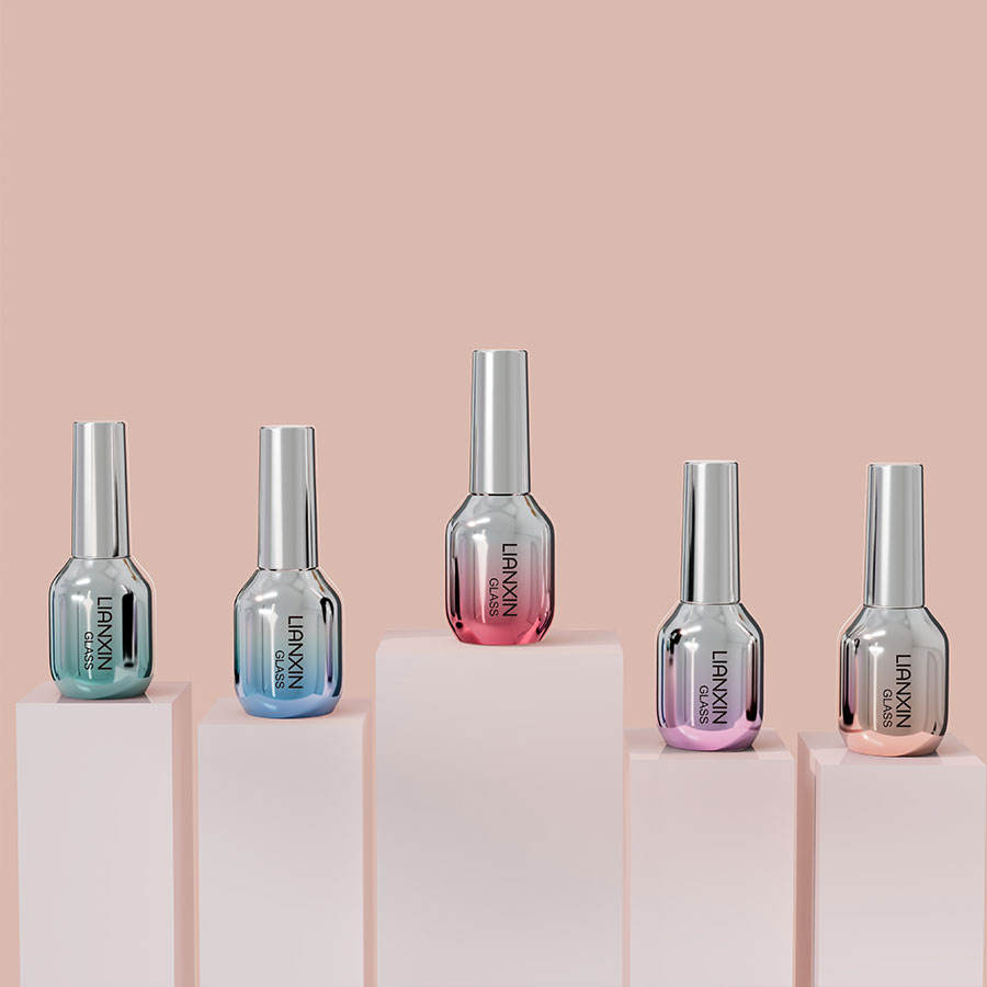 Custom Glass Nail Polish Oil Bottle 15ml With Brush Electroplating Gradient Unique Empty Gel Nail Polish Bottle