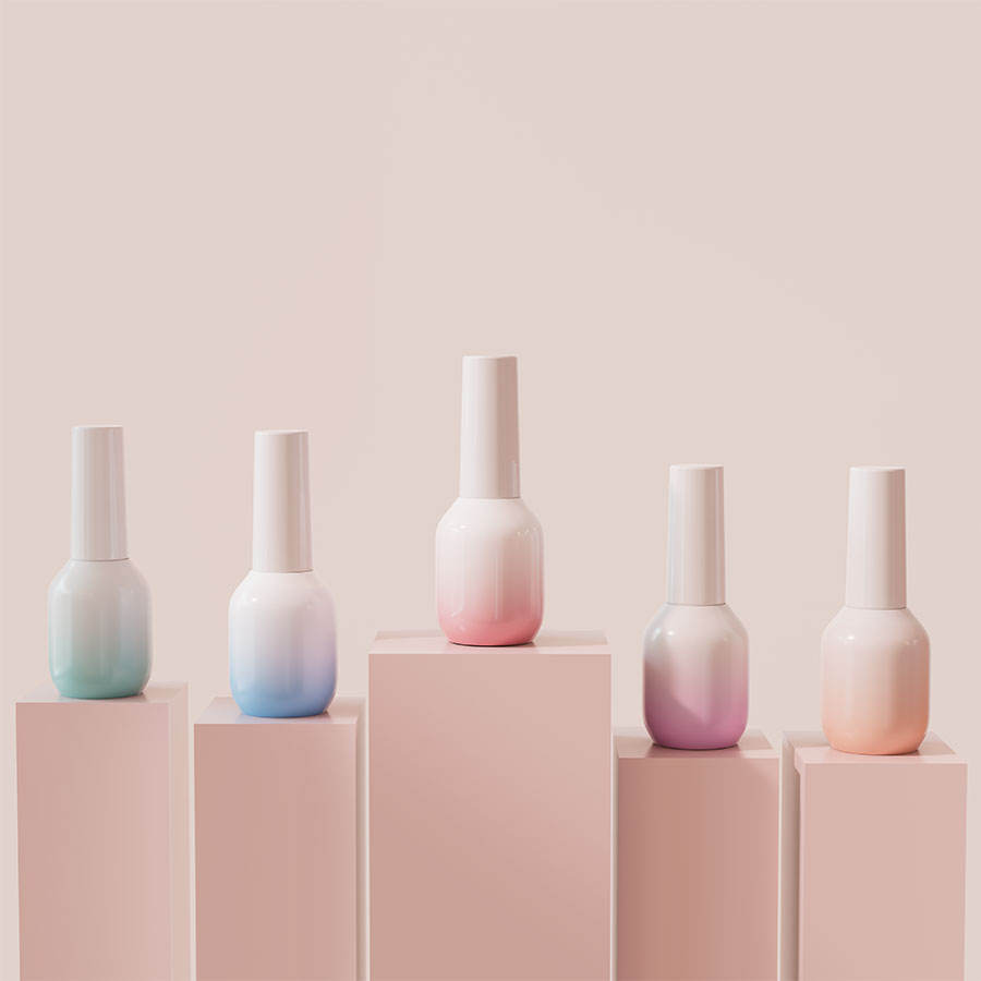 Custom Glass Nail Polish Oil Bottle 15ml With Brush Gradient Pink Blue Green Unique Empty Gel Nail Polish Bottle