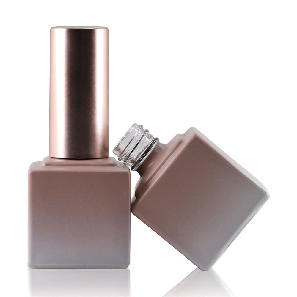 OEM Empty pink square Nail Builder Gel Polish Glass Bottle