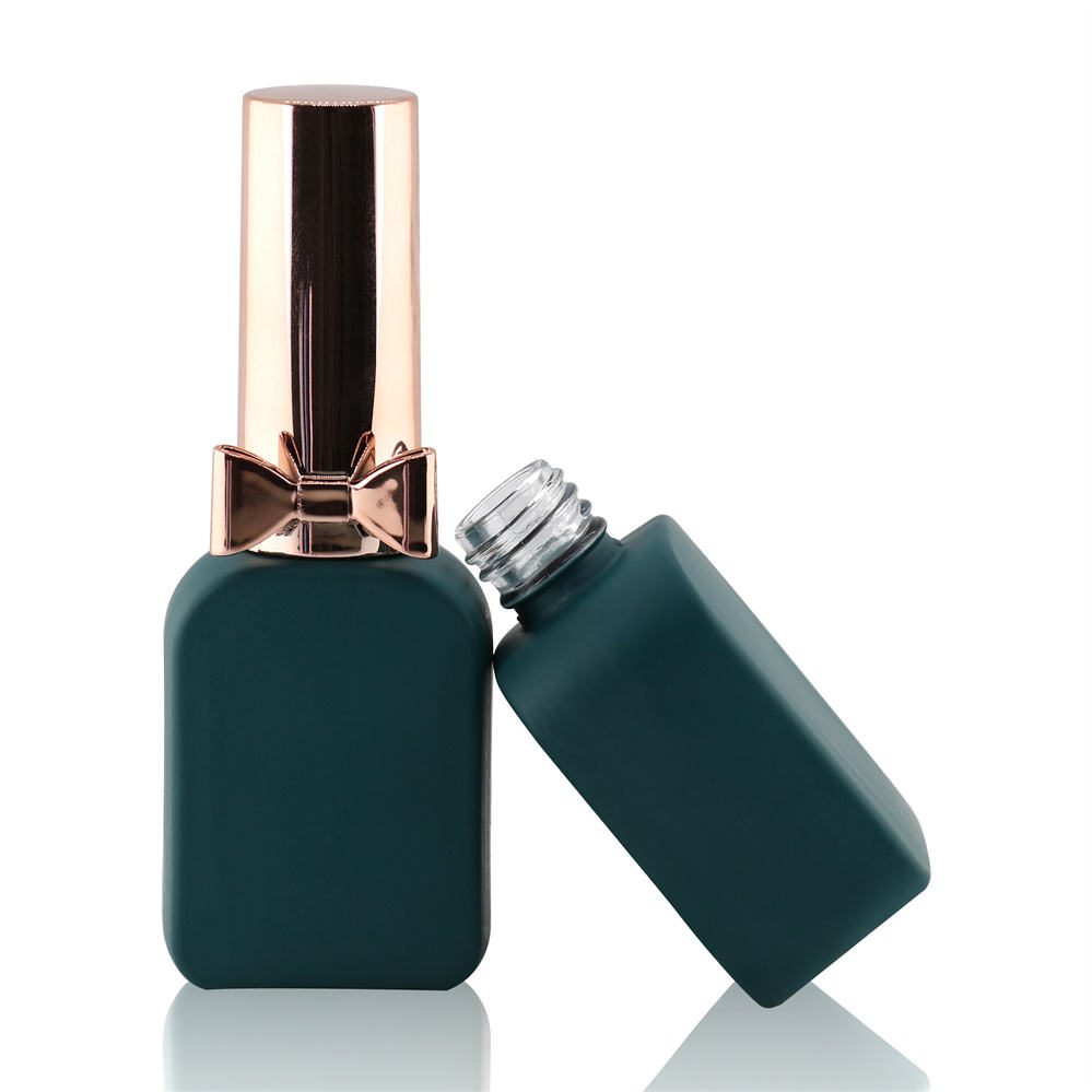 12ml Emerald Unique Best Glass Uv Gel Nail Polish Bottle With Bow Gold Caps