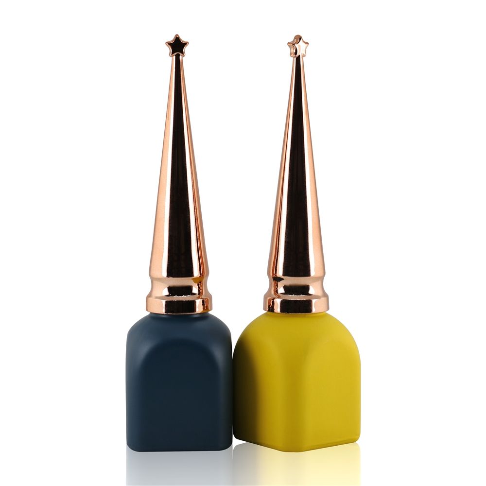 Factory New Arrival Yellow 12ml 13ml Empty Uv Gel Fancy Nail Polish Bottle With Gold Cap