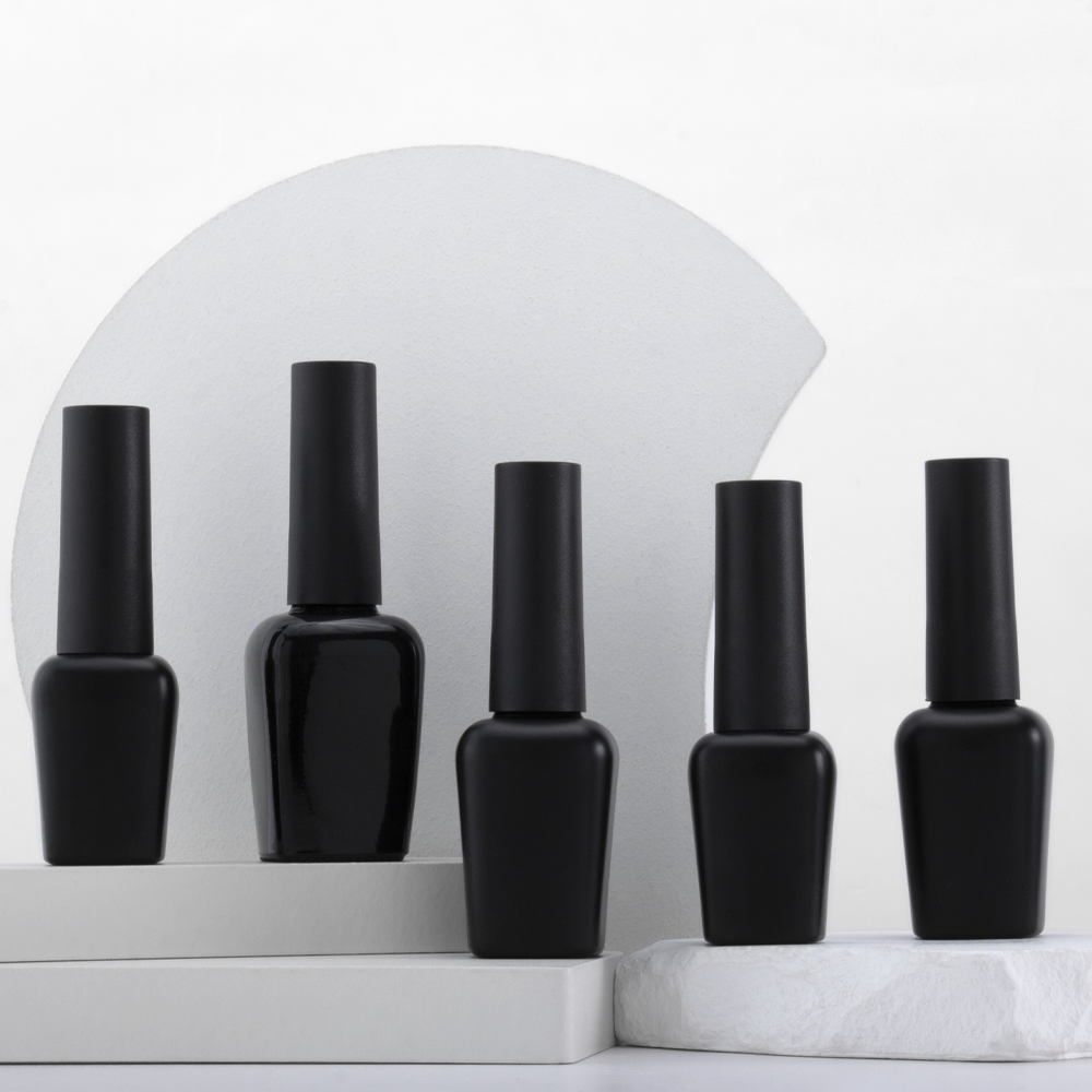 10ml 15ml square Rectangular Empty Glass Uv Gel Polishing Bottle With Brush Black Glass Nail Polish Bottle