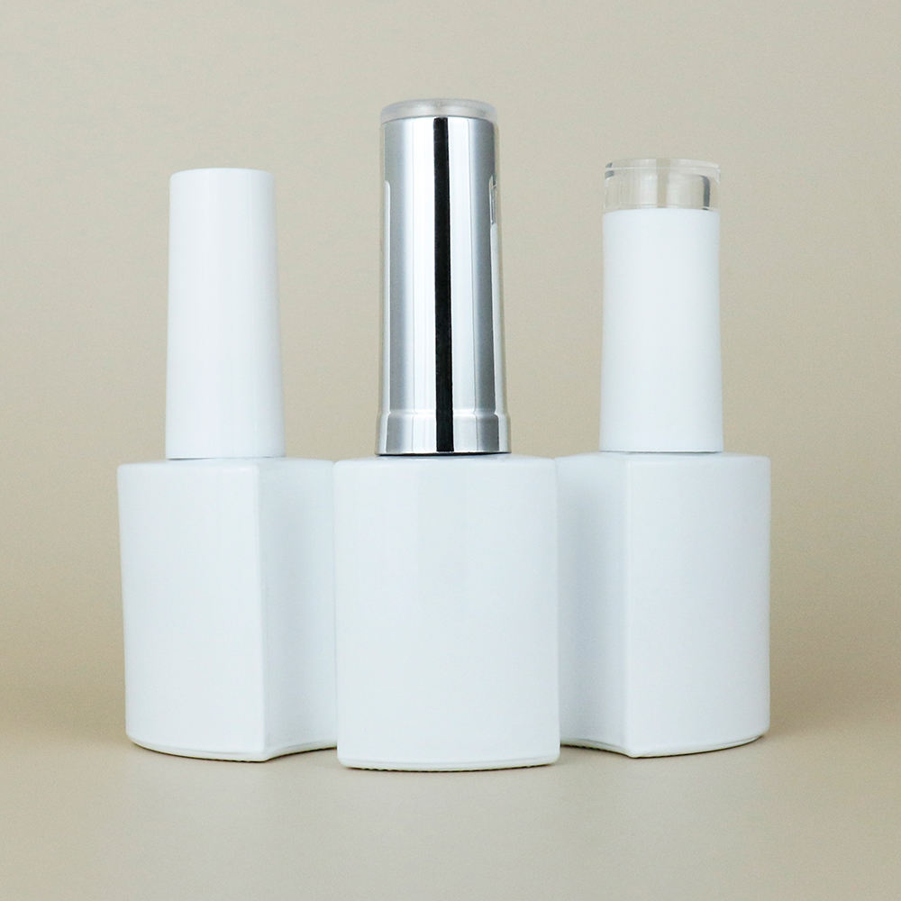Manufacture Unique Uv Gel Nail Polish Bottle With Brush Glass White Empty Gel Polish Bottle