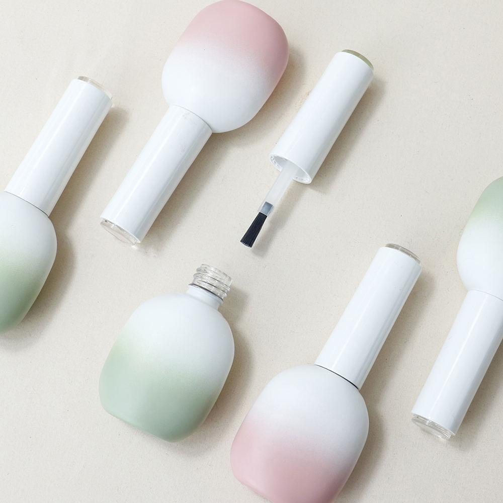 Custom logo Empty Luxury Nail Polish Bottle 10ml Matte White Gradient Gel Polish Bottle