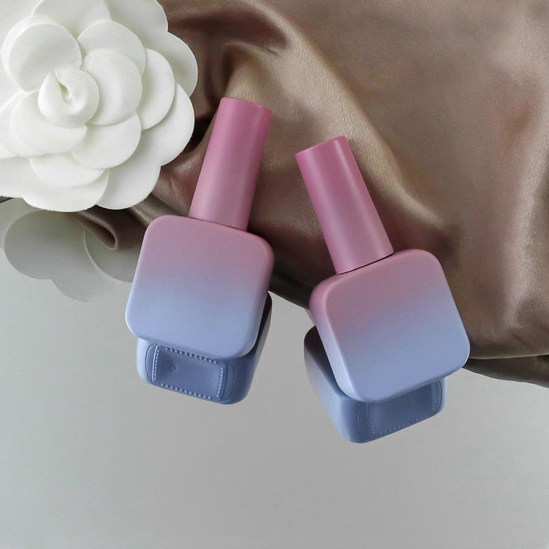 Factory Wholesale 12ml Empty Nail Polish Bottle With Brush Custom Design Matt pink Gradient Cute Nail Lacquer Oil Glass Packing