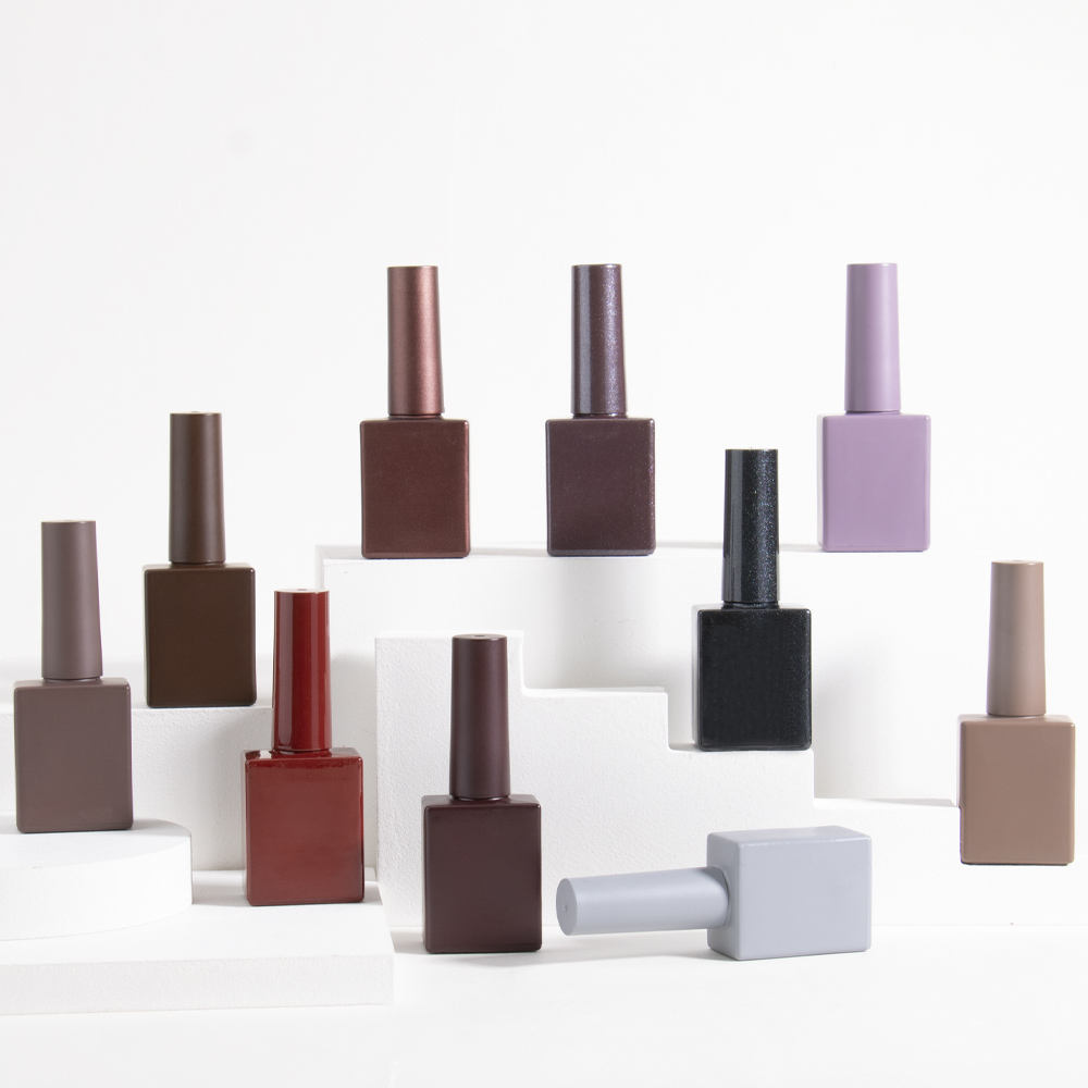 Wholesale Custom 10ml 12ml square Empty Glass Nail Polish Bottle for Nail Polish With Cap and Brush